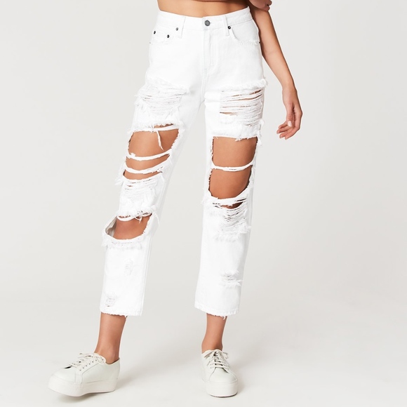 white ripped denim